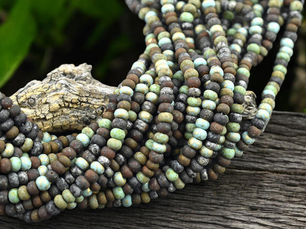 5/0 Aged Matte Jade Jeweled Metallic Mix Seed Beads (20" Strand)