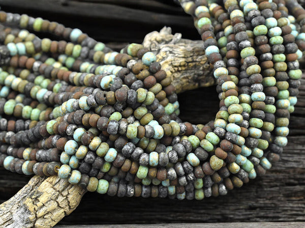 5/0 Aged Matte Jade Jeweled Metallic Mix Seed Beads (20" Strand)