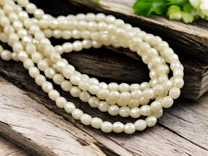 *50* 4mm Beige Cream Luster Fire Polished Round Beads