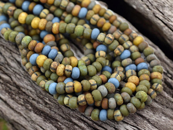 5/0 Matte Andromeda Striped Picasso Mix Seed Beads (20" Strand)