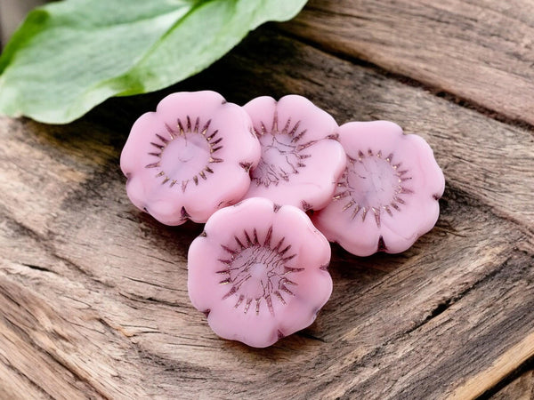 Czech Glass Beads - Flower Beads - Hibiscus Beads - Picasso Beads - Hawaiian Flower Beads - Czech Glass Flowers - 2pcs - 22mm - (291)