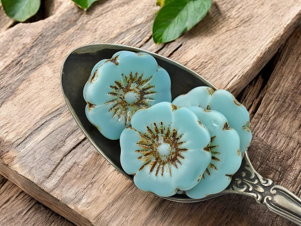 Picasso Beads - Flower Beads - Czech Beads - Hibiscus Beads - Hawaiian Flower Beads - Czech Glass Flowers - 2pcs - 22mm - (4126)