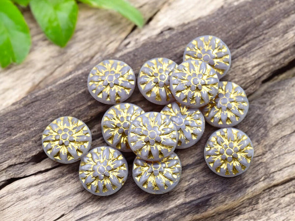 Czech Glass Beads - Flower Beads - Picasso Beads - Dahlia Beads - Czech Glass Flowers - 15mm - 12pcs - (5910)