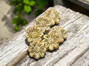 Picasso Beads - Czech Glass Beads - Flower Beads - Focal Beads - Czech Glass Flowers - Daisy Beads - 18mm - 6pcs - (469)