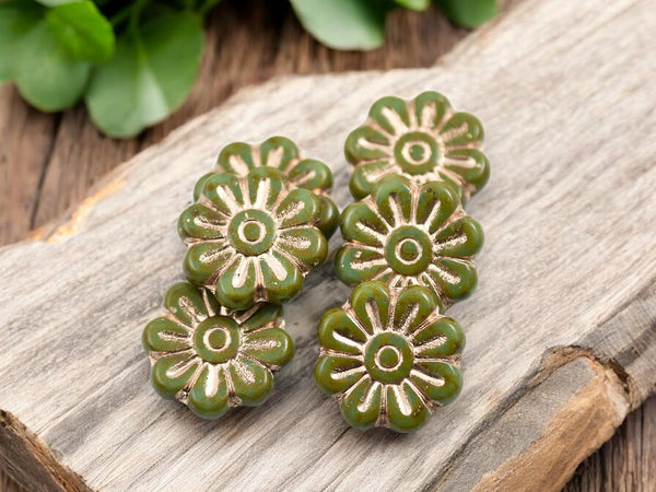 Picasso Beads - Czech Glass Beads - Flower Beads - Focal Beads - Czech Glass Flowers - Daisy Beads - 18mm - 6pcs - (4578)