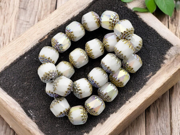 Picasso Beads - Czech Glass Beads - Cathedral Beads - Fire Polish Beads - 10mm - 10pcs - (1456)