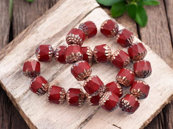 Czech Glass Beads - Cathedral Beads - Picasso Beads - Fire Polish Beads - 10mm - 10pcs - (A432)