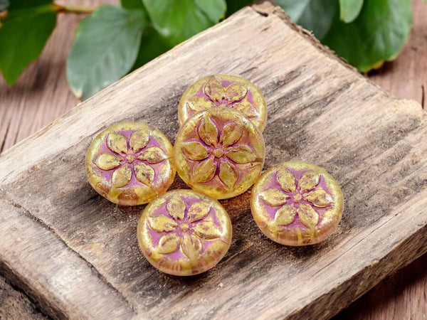 Czech Glass Beads - Hawaiian Flower Beads - Flower Beads - Focal Beads - 18mm - 5pcs - (1940)