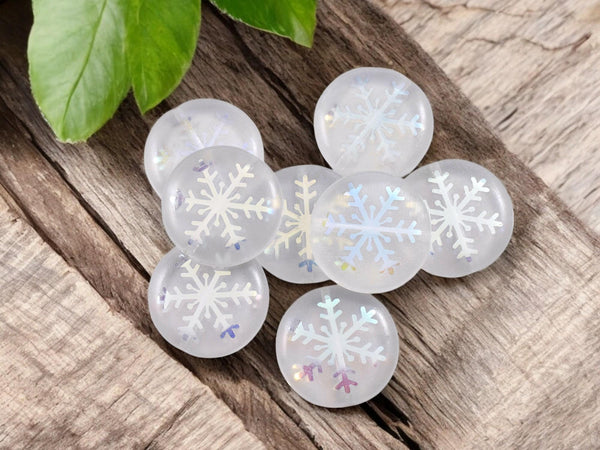 Czech Glass Beads - Snowflake Beads - Focal Beads - Laser Etched Beads - Coin Beads - 8pcs