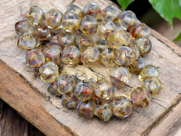 *15* 8mm Crystal Picasso Central Cut Round Baroque Beads