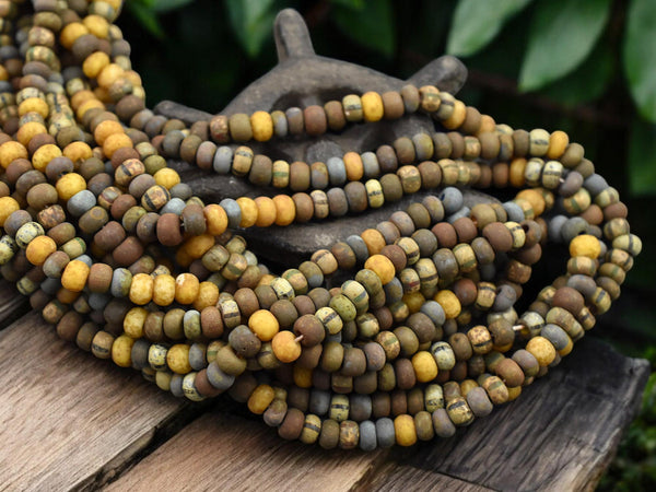 4/0 Aged Matte Caribbean Striped Picasso Seed Bead Mix (21" Strand) (21" Strand)