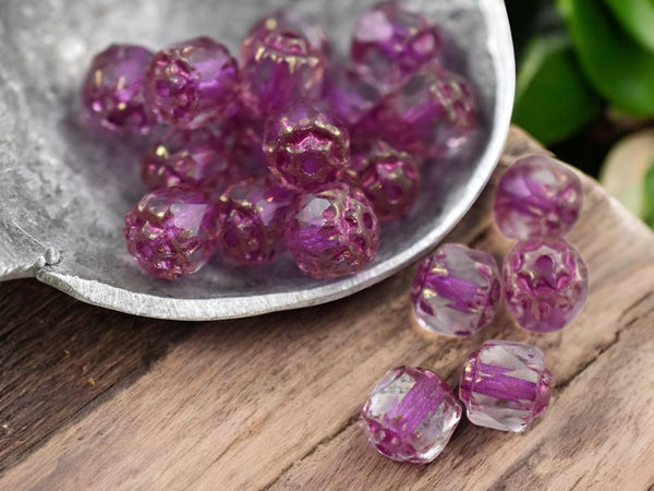 Pink Washed Crystal Luster Cathedral Beads -- Choose Your Size