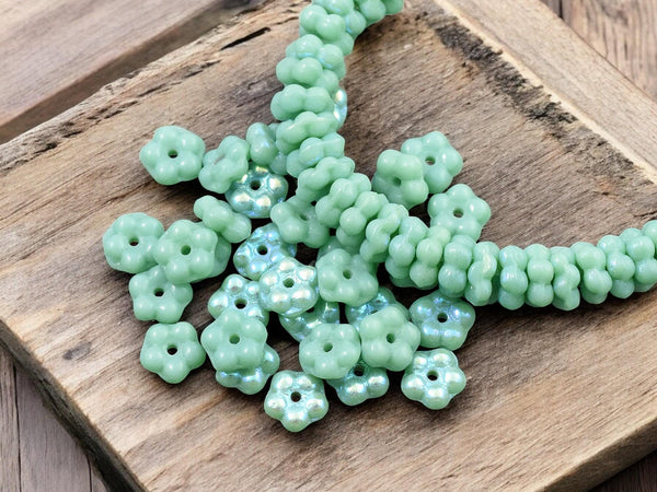 *50* 5mm Opaque Green Tea AB Forget Me Not Rondelle Daisy Beads