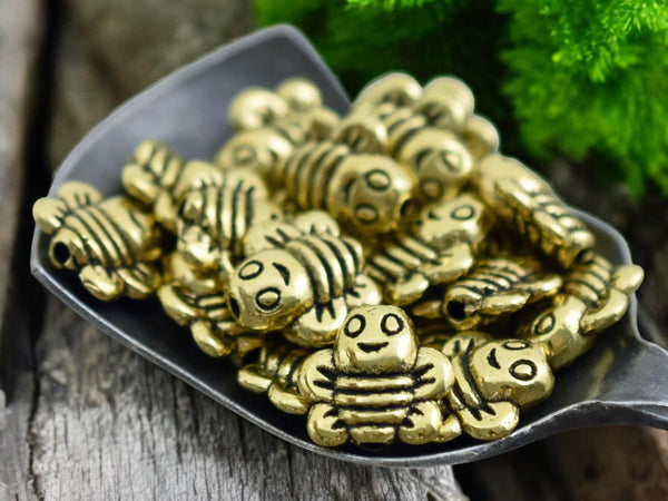 *20* 9mm Antique Gold Bee Beads