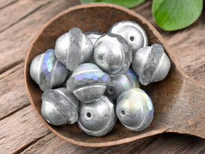 *12* 10x12mm Silver AB Washed Crystal Saturn Beads