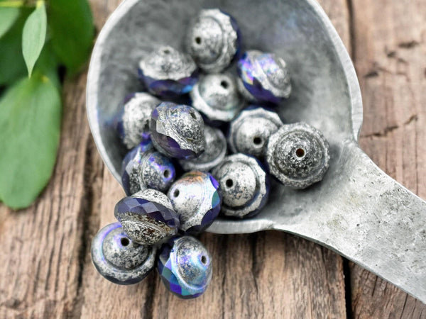 8x10mm White Silver Washed Violet Purple AB Saturn Beads