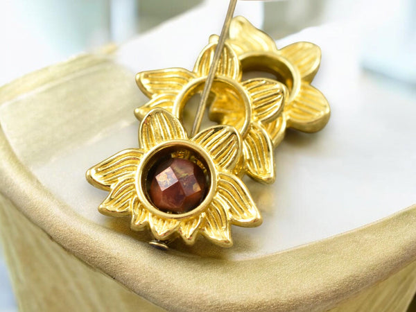 *15* 14x19mm Bright Gold Lotus Flower Bead Frames