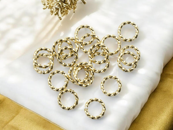 Open Jump Rings - Gold Jump Rings- Twisted Jump Rings - Metal Jump Rings - Choose Your Size