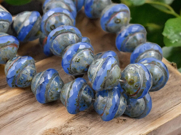 10x12mm Cornflower Blue Picasso Saturn Beads