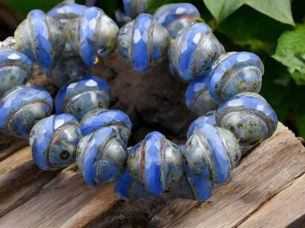 10x12mm Cornflower Blue Picasso Saturn Beads