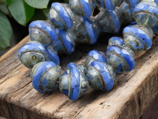 10x12mm Cornflower Blue Picasso Saturn Beads