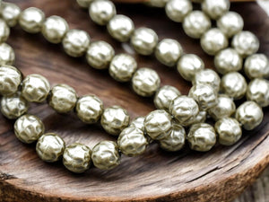 Czech Glass Satin Taupe Pearl Baroque Round Beads -- Choose Your Size