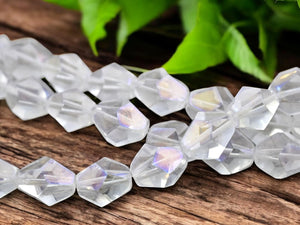 *4* 14x16mm Crystal AB Gemcut Bicone Beads