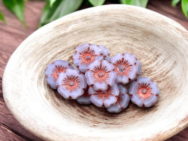 *12* 12mm Copper Washed Lavender Purple Silk Hawaiian Flower Beads