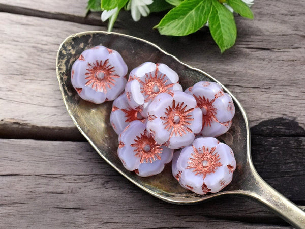 *12* 12mm Copper Washed Lavender Purple Silk Hawaiian Flower Beads