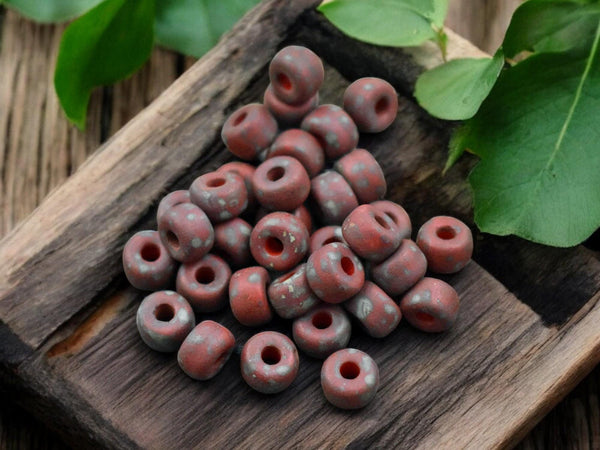 10g Matte Red Travertine 2/0 Matubo Beads