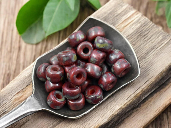 20g Dark Red Travertine 2/0 Matubo Beads