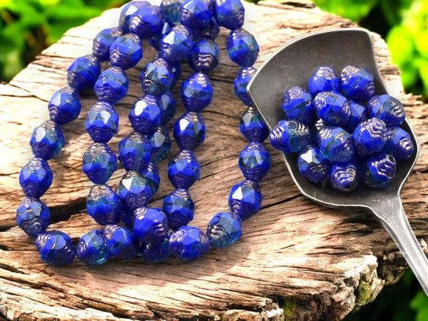 Czech Glass Beads - Cathedral Beads - Fire Polish Beads - Picasso Beads - Turbine Beads - 6x8mm - 15pcs - (2991)