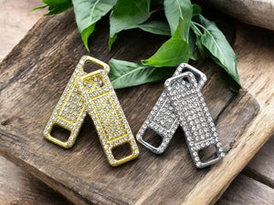 Shoelace Charms - Shoelace Tags - Rhinestone Connector - Metal Connector - 30x10mm