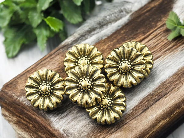 *20* 11x5mm Antique Gold Flat Flower Beads