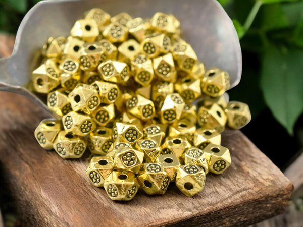 *100* 4mm Antique Gold Wedged Spacer Beads