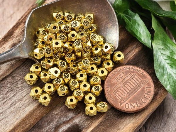 *100* 4mm Antique Gold Wedged Spacer Beads