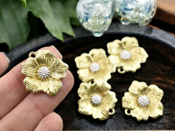 Gold Pendants - Gold Pendants - Flower Pendant - Metal Pendant - 26x25mm - (A208)