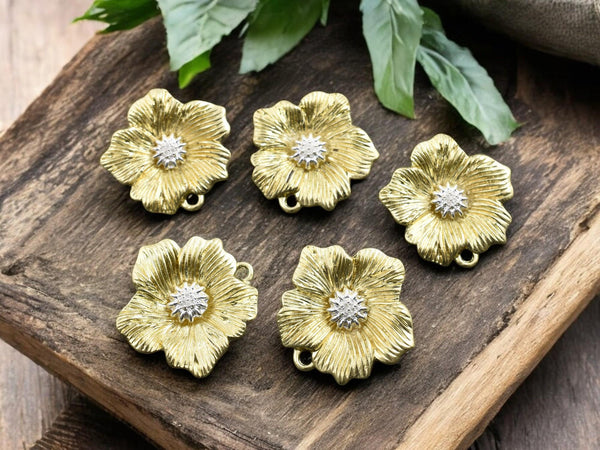 Gold Pendants - Gold Pendants - Flower Pendant - Metal Pendant - 26x25mm - (A208)