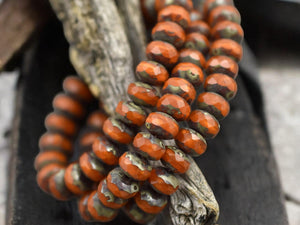 *25* 5x7mm Orange Goldenrod Picasso Fire Polished Rondelle Beads