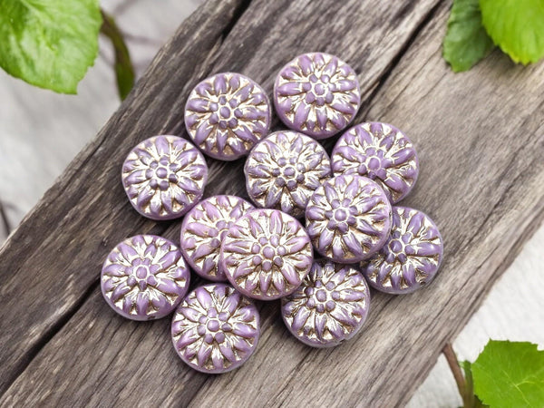 Flower Beads - Czech Glass Beads - Picasso Beads - Dahlia Beads - Czech Glass Flowers - 15mm - 12pcs - (2380)