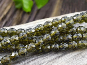 *21* 10mm Smokey Olivine Travertine Fire Polished Round Beads