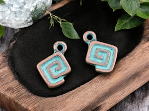 *10* 13x9mm Copper Patina Rhombus Spiral Charms