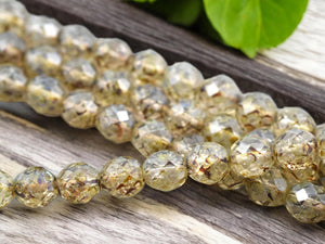 *17* 12mm Crystal Travertine Fire Polished Round Beads