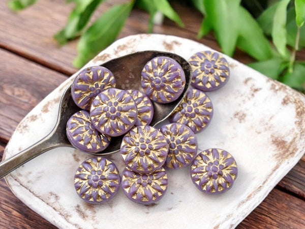 Flower Beads - Czech Glass Beads - Picasso Beads - Dahlia Beads - Czech Glass Flowers - 15mm - 12pcs - (B455)