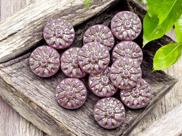 Flower Beads - Czech Glass Beads - Picasso Beads - Dahlia Beads - Czech Glass Flowers - 15mm - 12pcs - (3438)