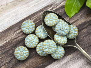 Picasso Beads - Flower Beads - Czech Glass Beads - Dahlia Beads - Czech Glass Flowers - 15mm - 12pcs - (3438)