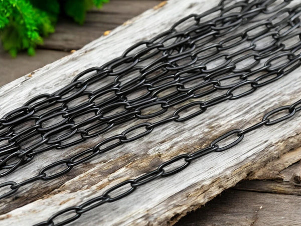 10x4mm 304 Black Stainless Steel Paperclip Chain -- Sold by the foot