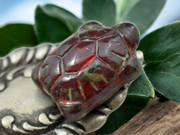 *4* 19x14mm Opaque Red Travertine Turtle Beads