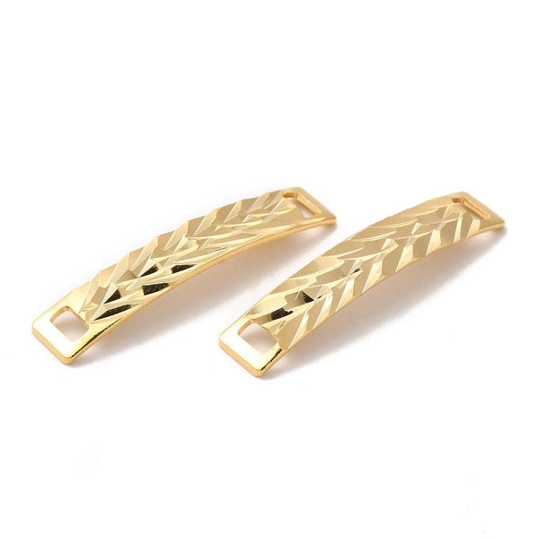 Bracelet Bar - Curved Bracelet Connector - Gold Connectors - 35x6mm - 2pcs - (3593)