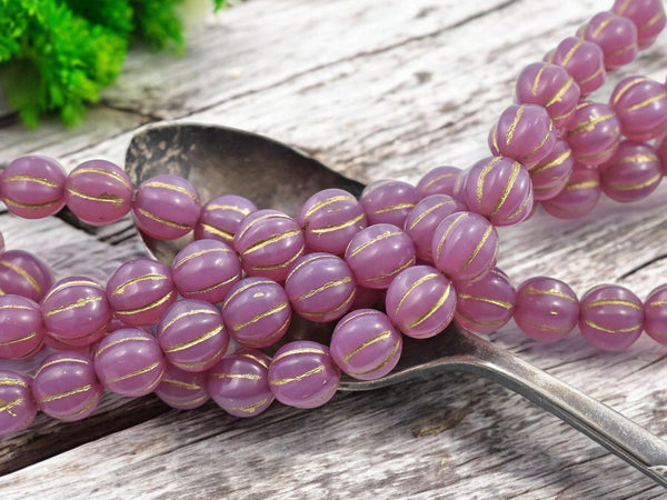 Melon Beads - Picasso Beads - Czech Glass Beads - Round Beads - Bohemian Beads - Fluted Beads - 8mm - 16pcs - (106)